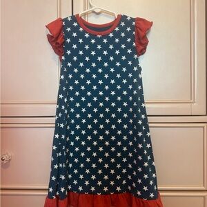 Janemarie Toddler Navy Star Tank with Red Trim